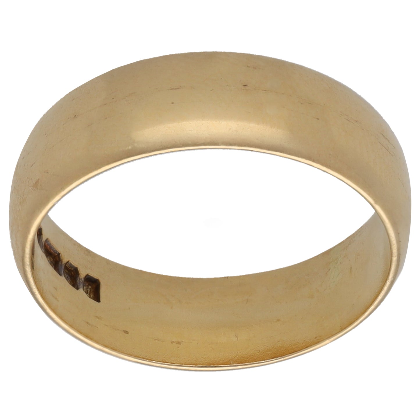 18ct yellow gold plain wedding ring band, size K