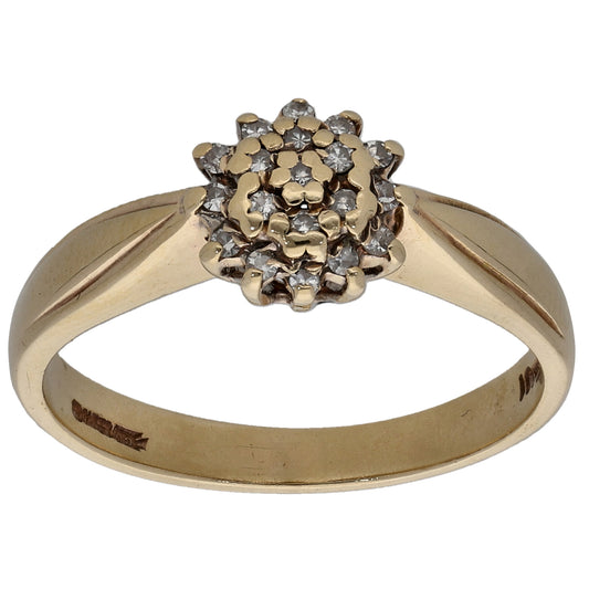 9ct Gold 0.10ct Diamond Cluster Ring Size P