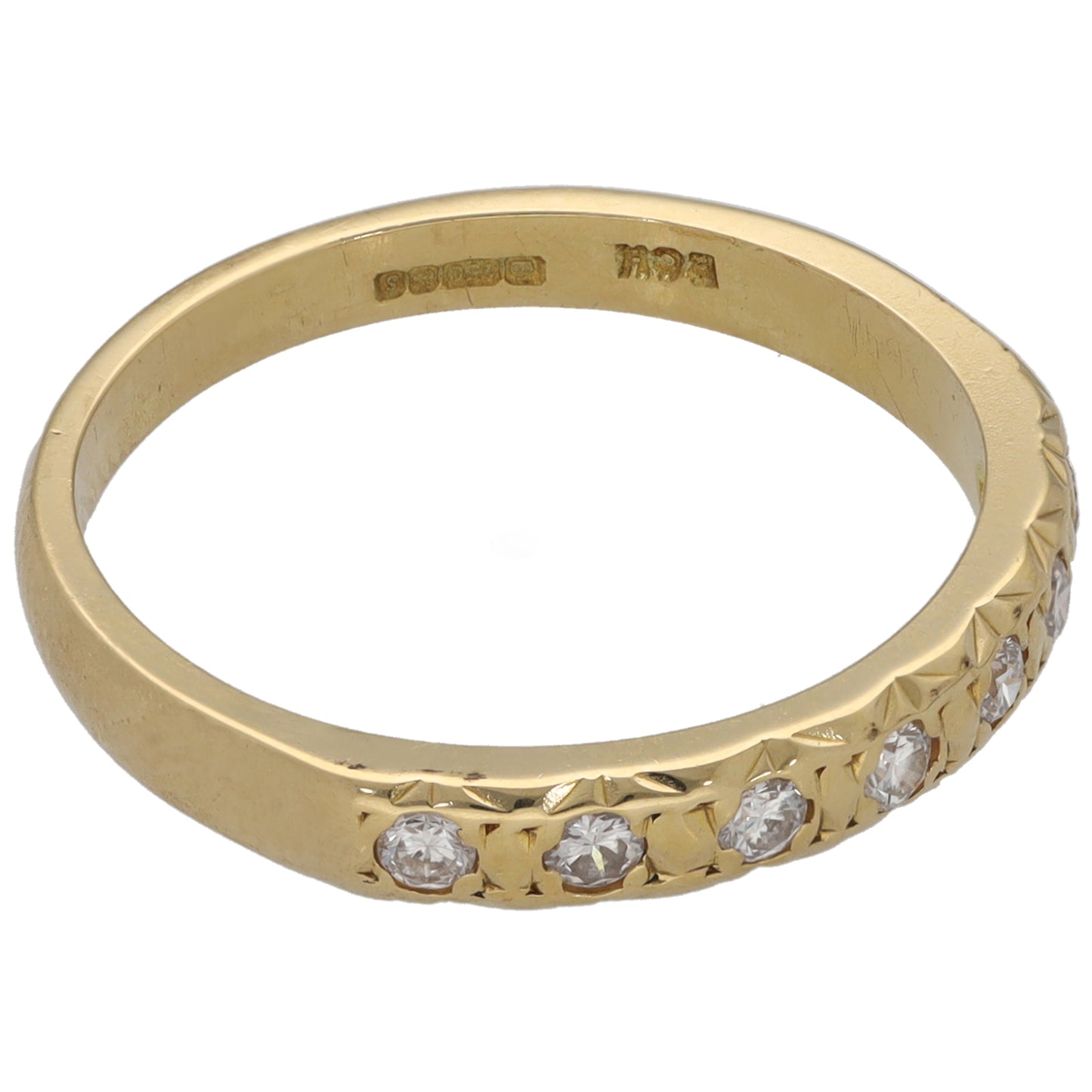 18ct Gold 0.18ct Diamond Half Eternity Ring Size O