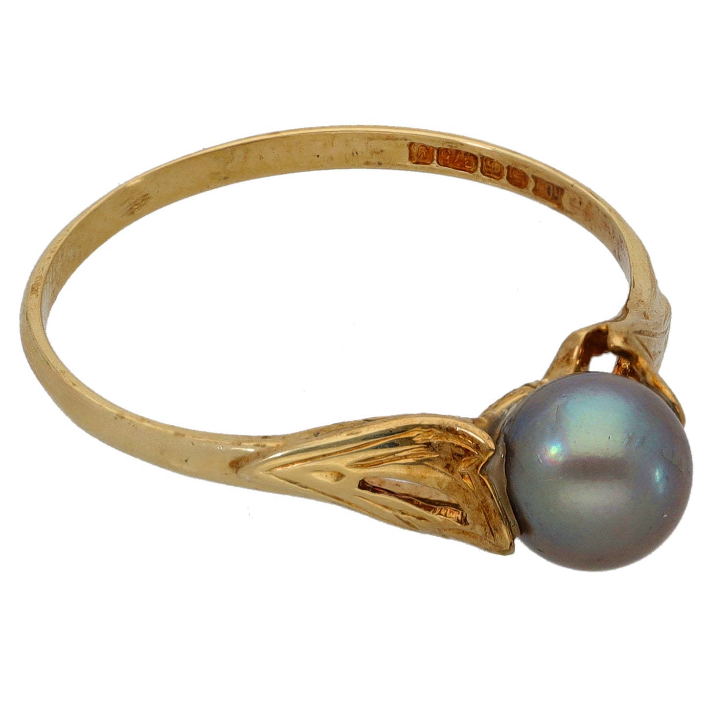 9ct Gold Cultured Pearl Single Stone Ring Size Q