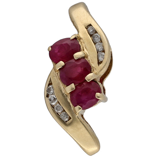 9ct Gold Ruby & 0.04ct Round Diamond Dress/Cocktail Pendant