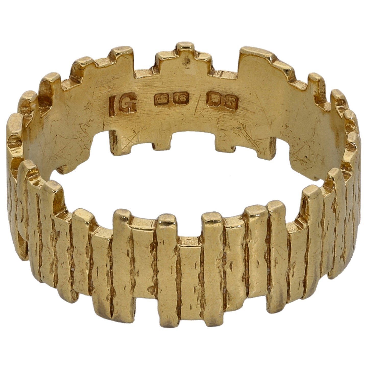 18ct Gold Patterned Wedding Ring Size N