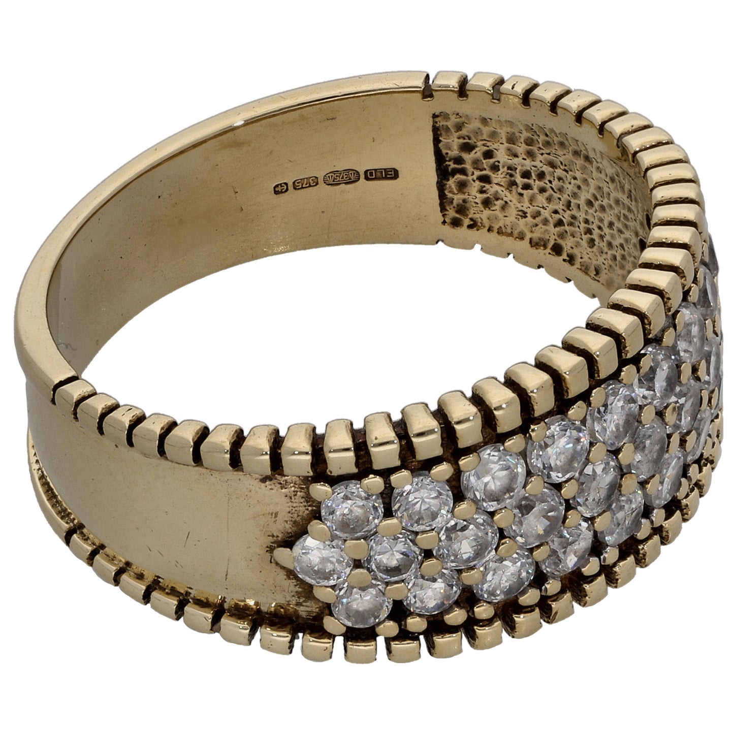 9ct Gold Cubic Zirconia Dress/Cocktail Ring Size P