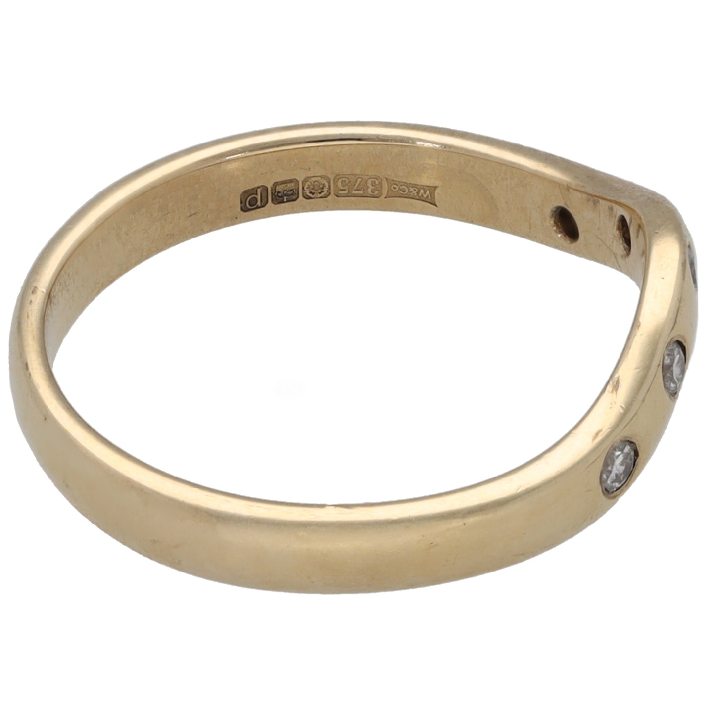 9ct Gold 0.10ct Diamond Wishbone Ring Size L