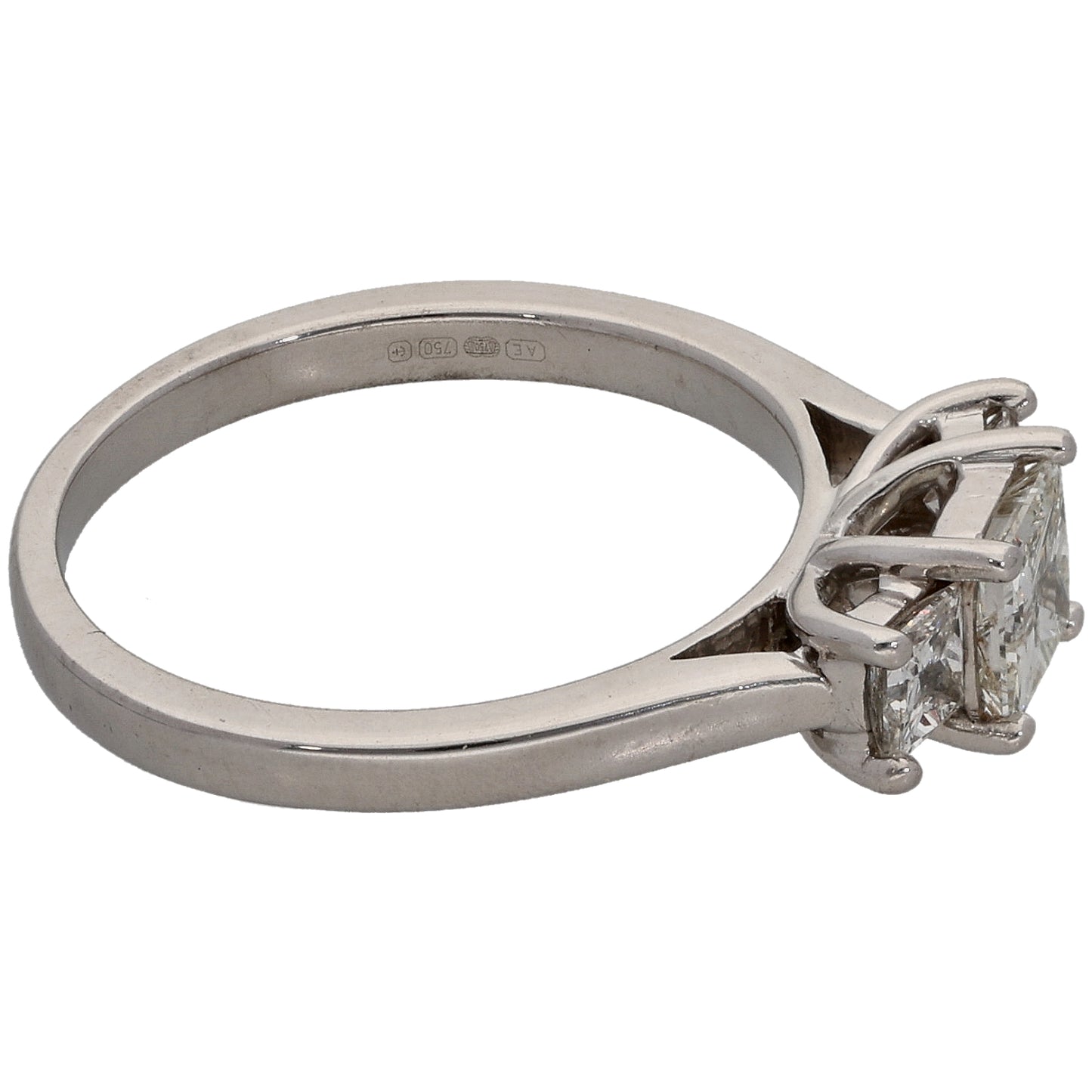 18ct White Gold 1.00ct Diamond Trilogy Ring Size M
