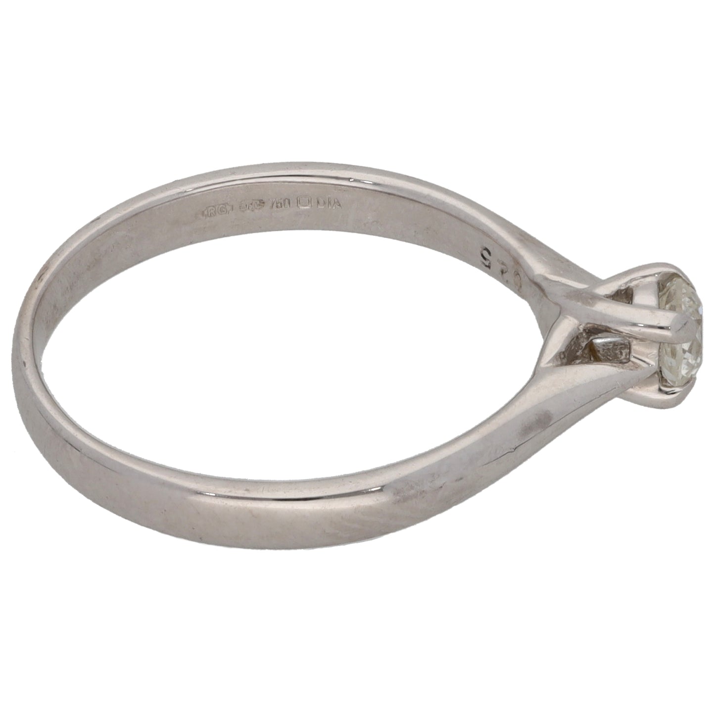 18ct White Gold 0.25ct Diamond Solitaire Ring Size N