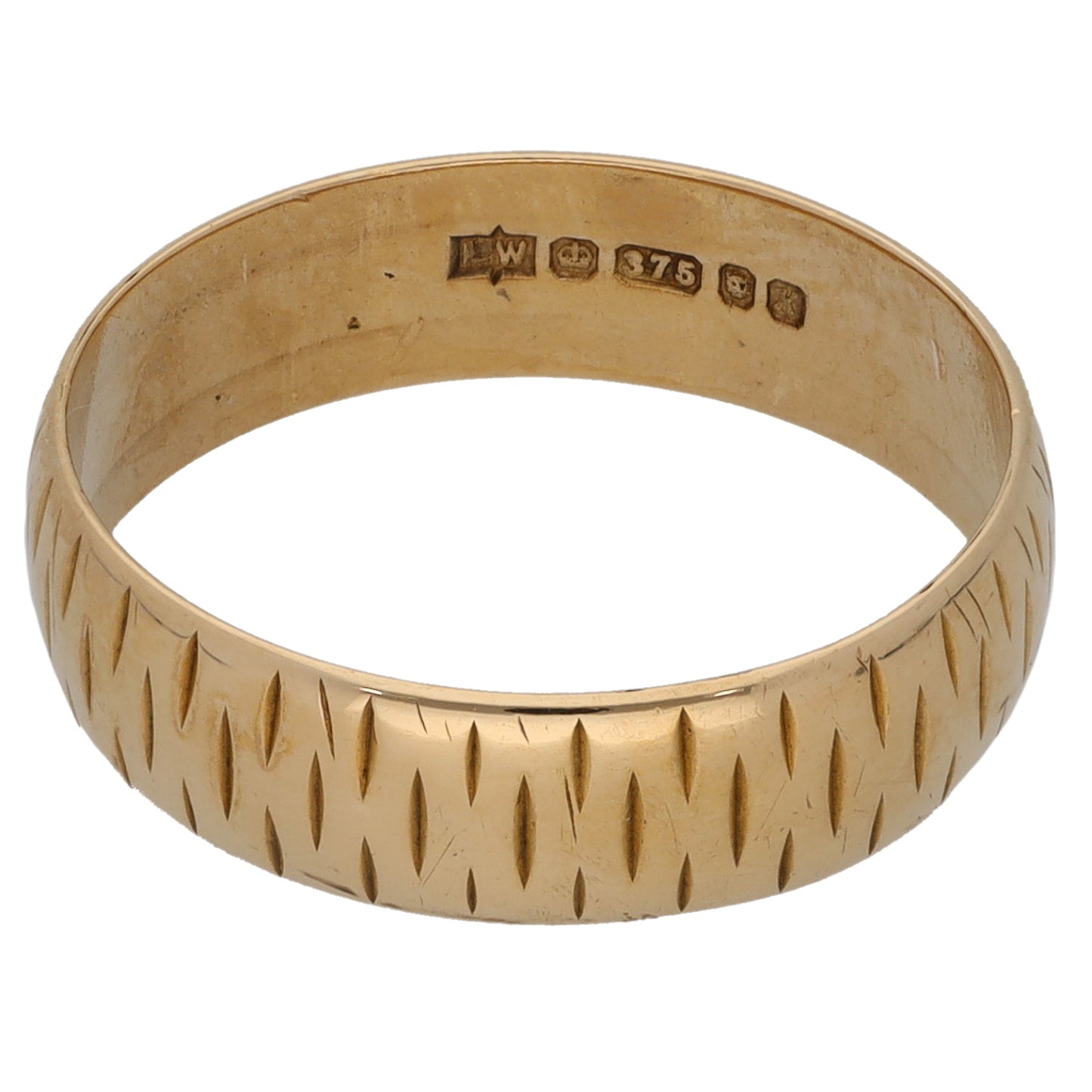 9ct Gold Patterned Wedding Ring Size M