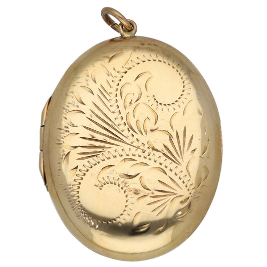 9ct Gold Patterned Locket Pendant