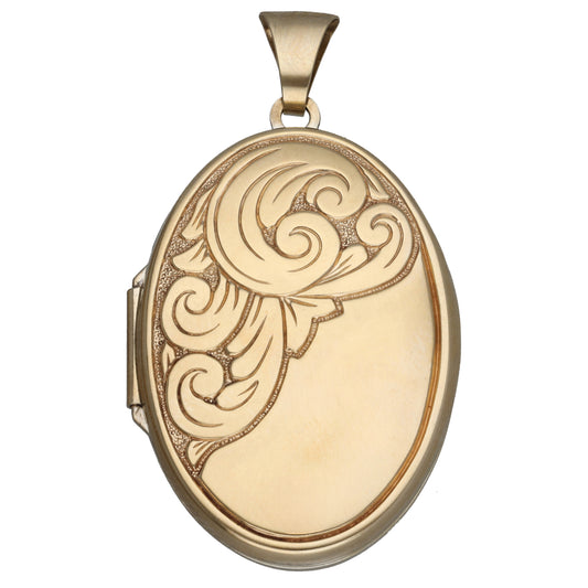 9ct Gold Patterned Locket Pendant
