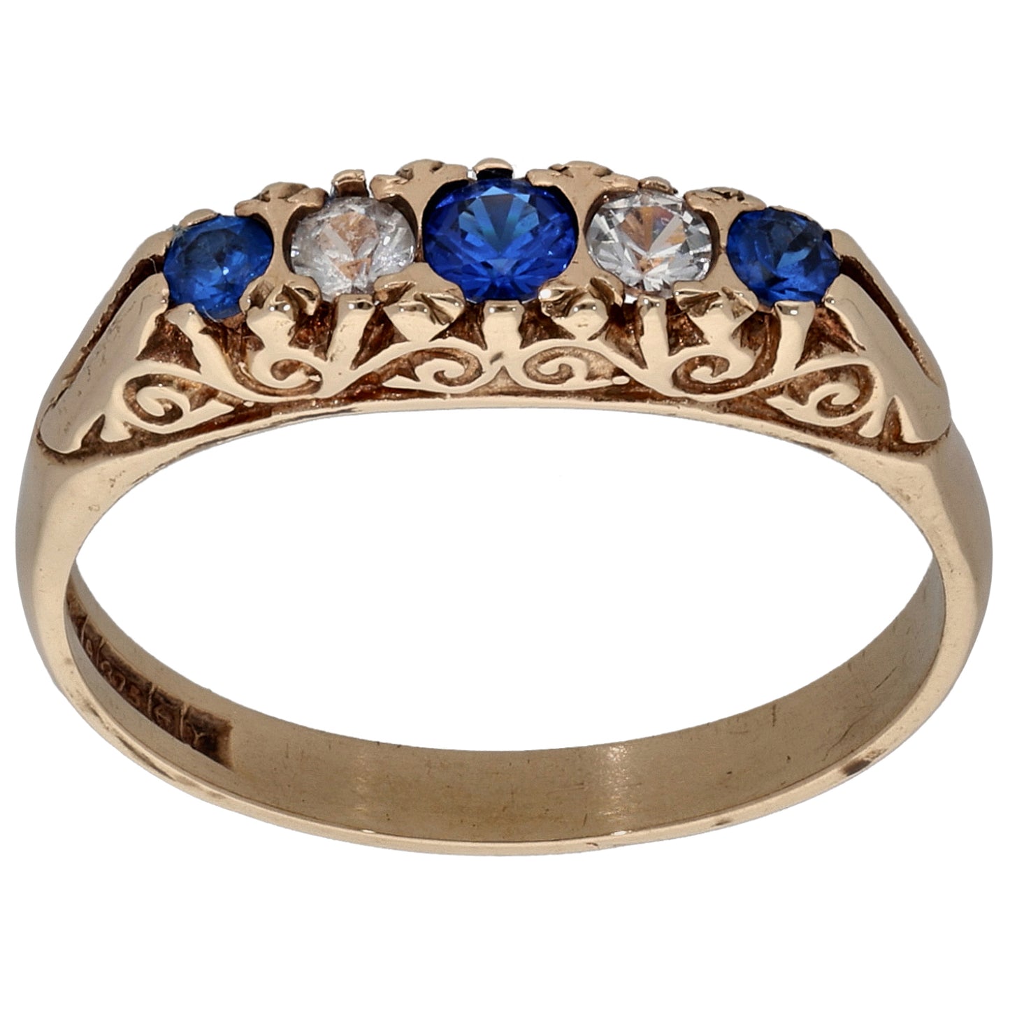 9ct Gold Imitation Half Eternity Ring Size P