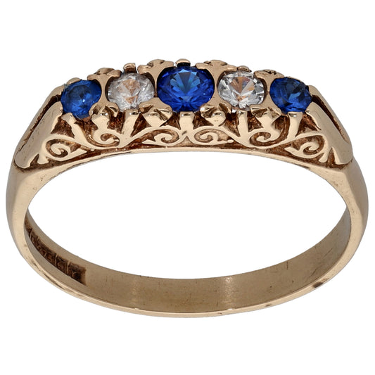 9ct Gold Imitation Half Eternity Ring Size P