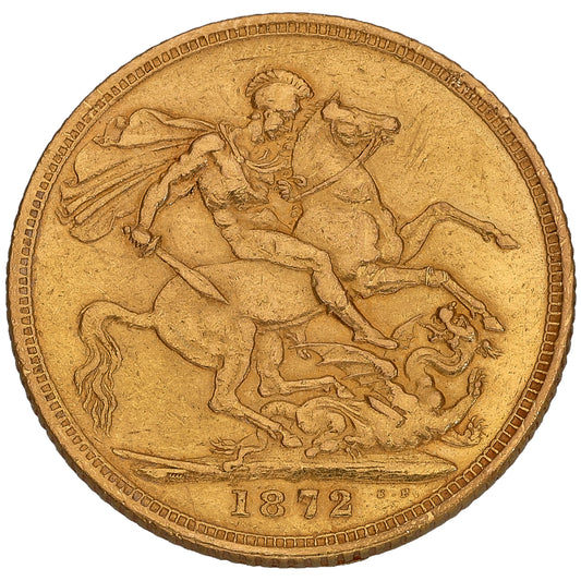 22ct Gold Queen Victoria Full Sovereign Coin 1872
