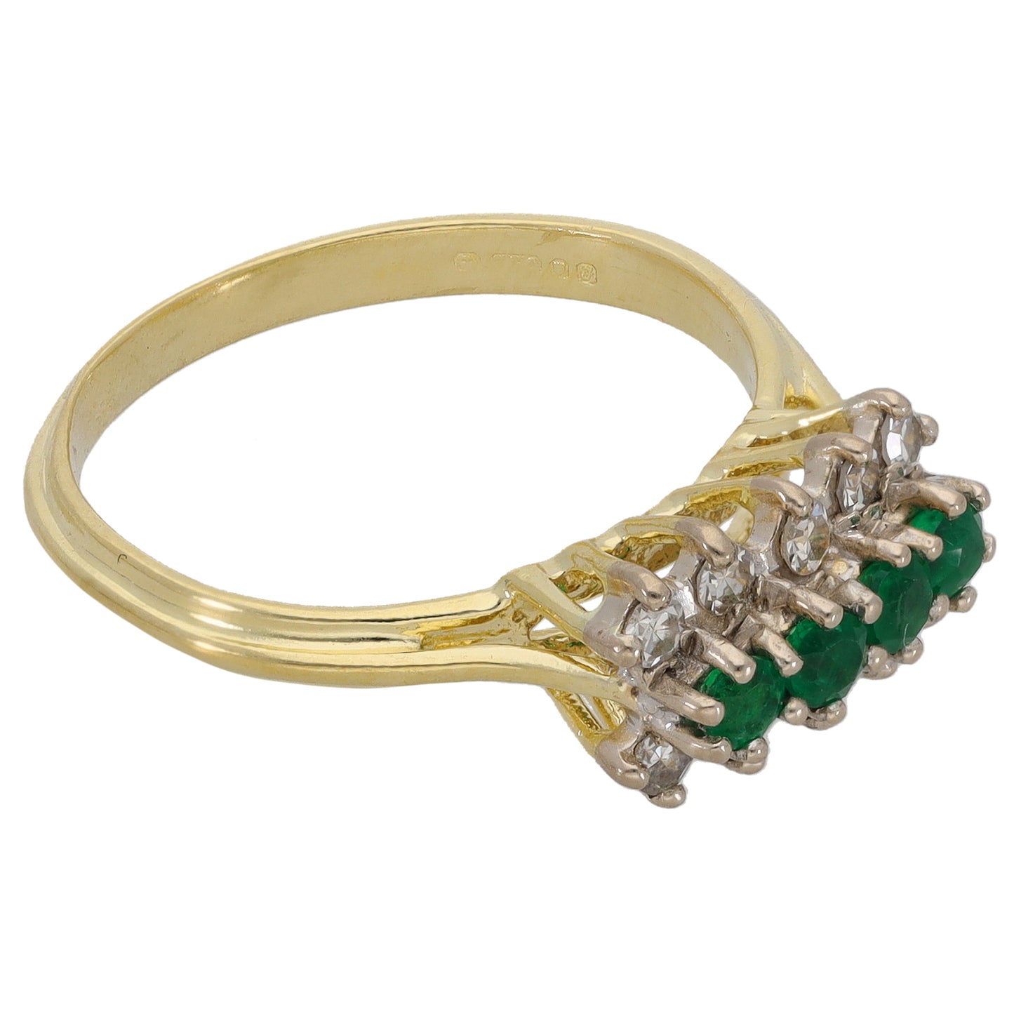 18ct Gold 0.30ct Diamond & Emerald Dress/Cocktail Ring Size L