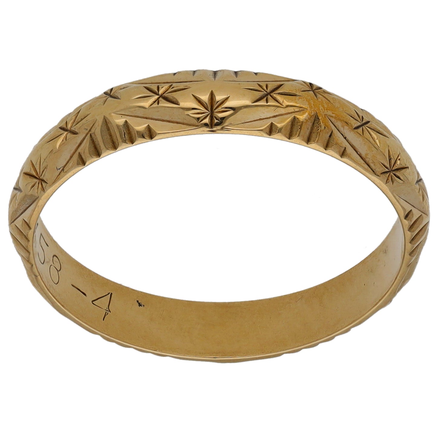 9ct Gold Patterned Wedding Ring Size P