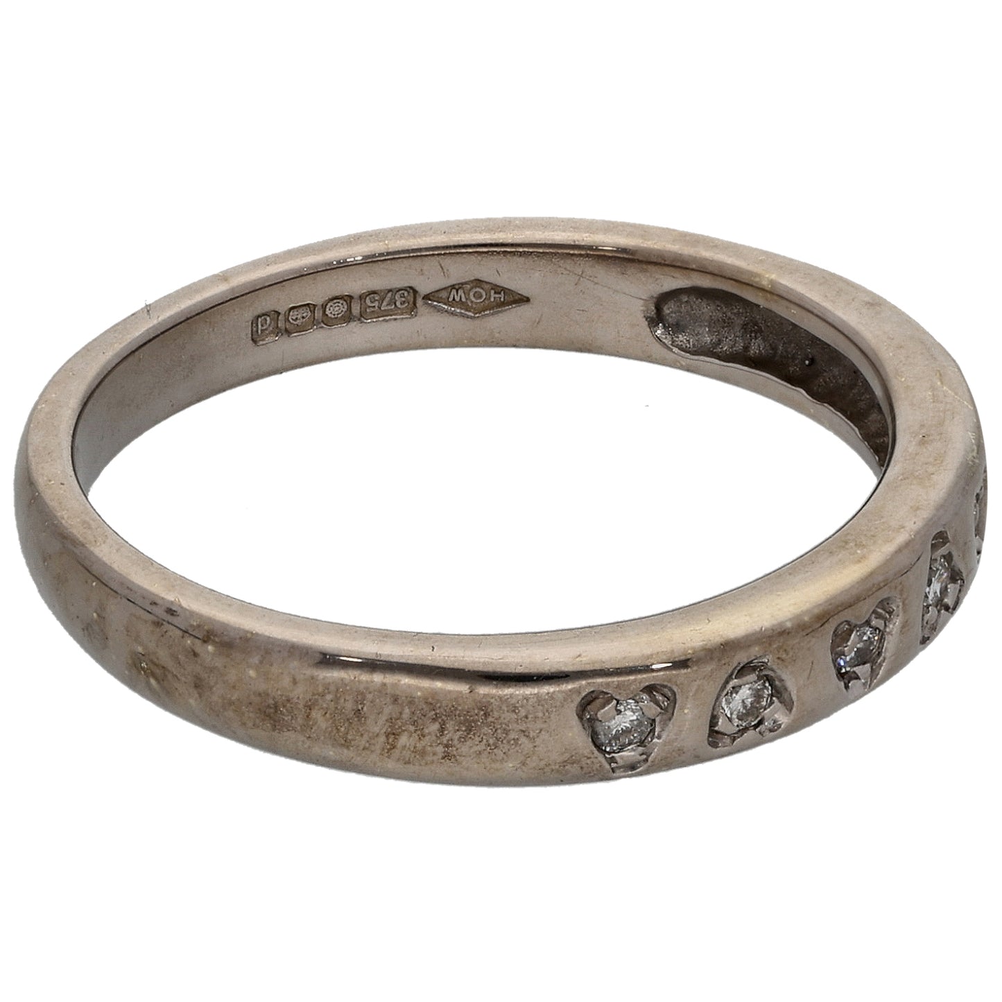 9ct White Gold 0.07ct Diamond Half Eternity Ring Size O