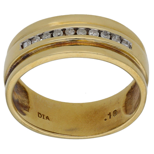 9ct Gold 0.05ct Diamond Patterned Wedding Ring Size L