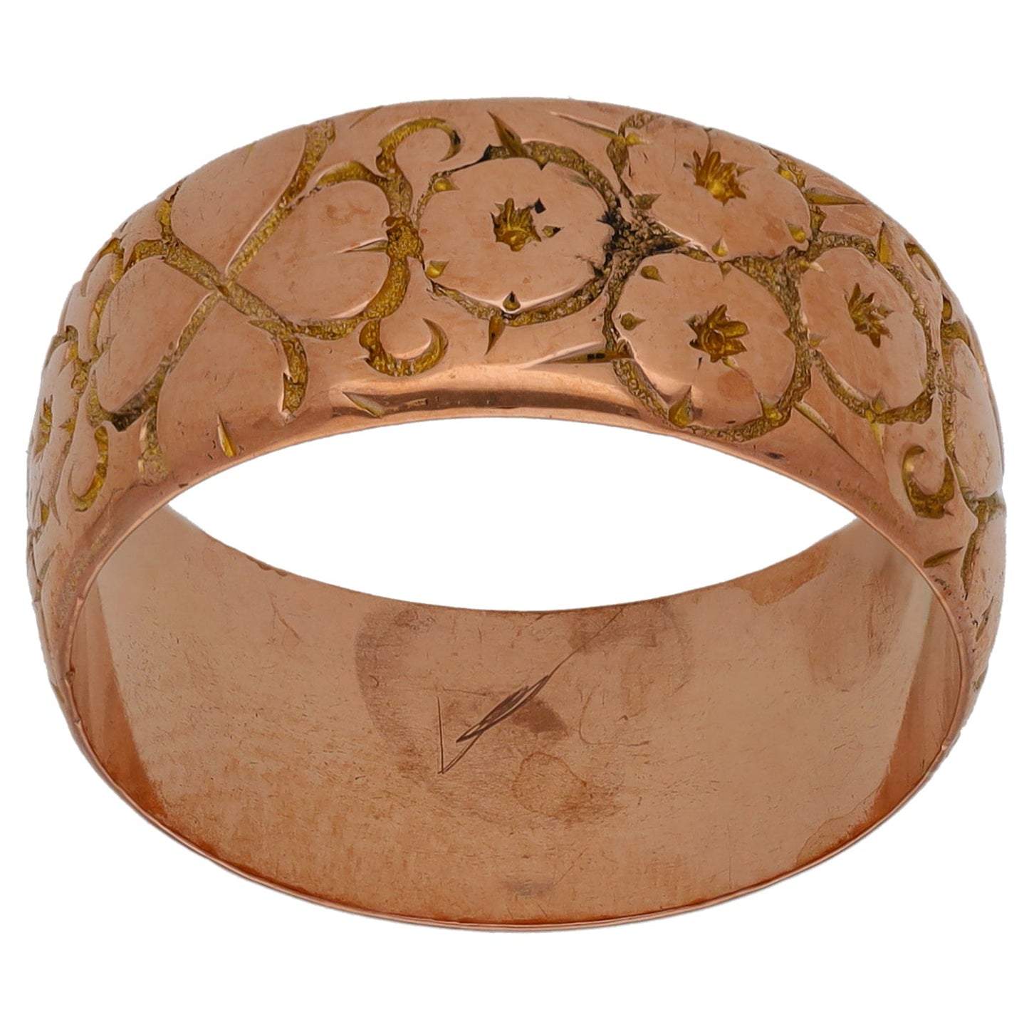 9ct Rose Gold Patterned Wedding Ring Size P