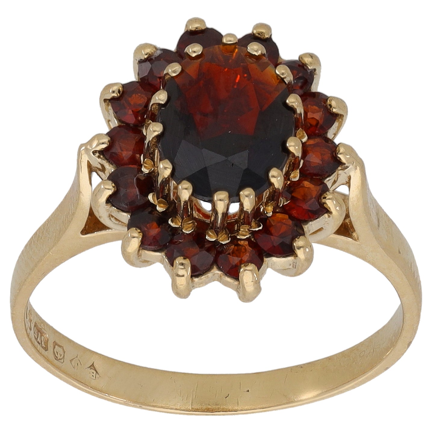 9ct Gold Garnet Dress/Cocktail Ring Size M