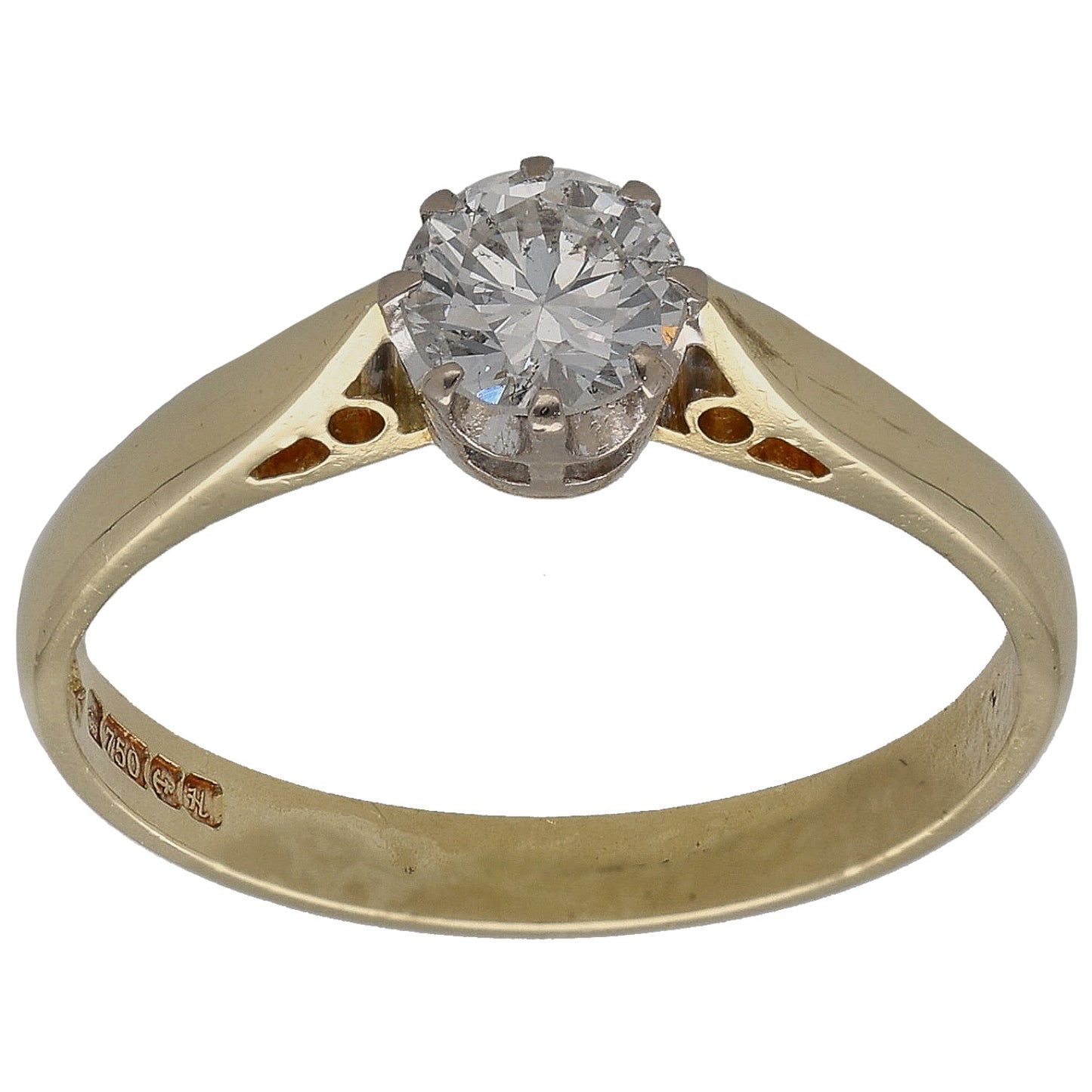 18ct Gold 0.50ct Diamond Solitaire Ring Size O