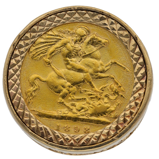 9ct Gold Full Sovereign Coin Ring Size L