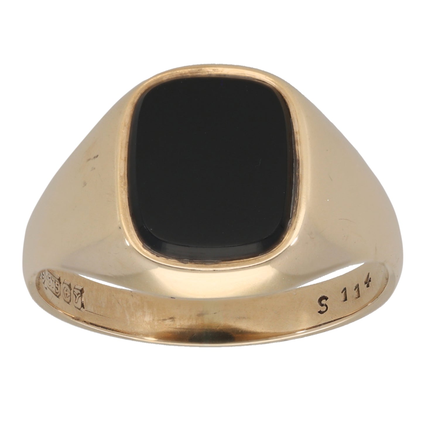 9ct Gold Onyx Patterned Signet Ring Size X