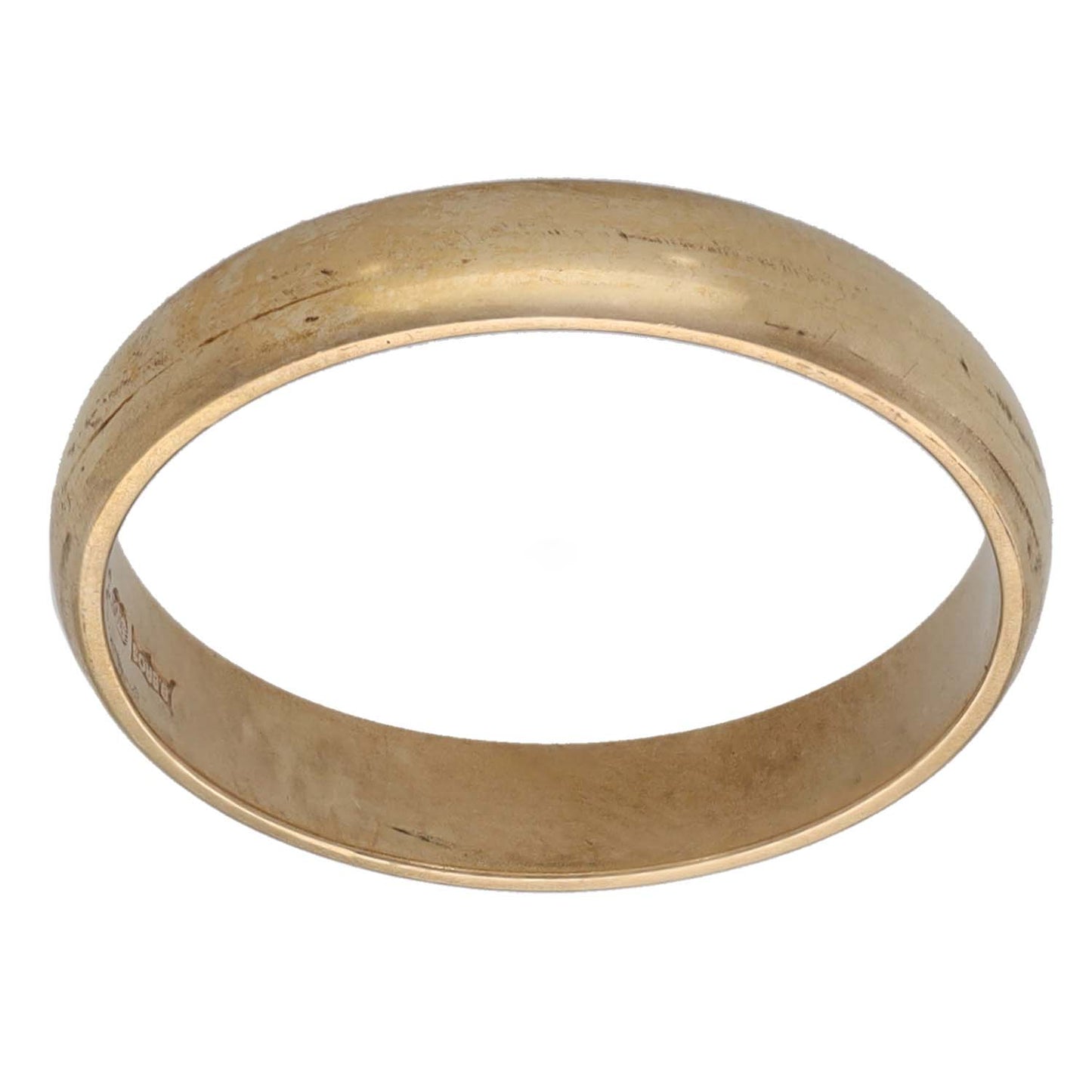 9ct gold plain wedding ring, smooth flat profile