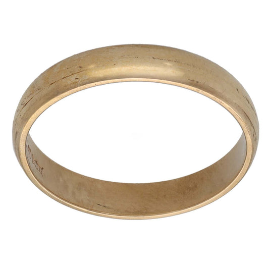 9ct gold plain wedding ring, smooth flat profile