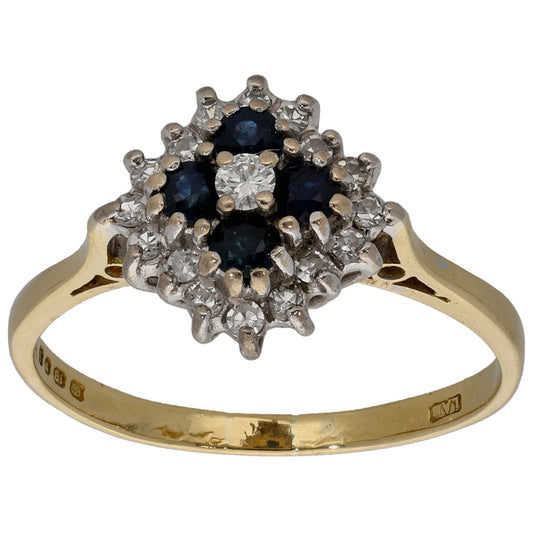 18ct Gold Sapphire & 0.20ct Diamond Dress/Cocktail Ring Size P