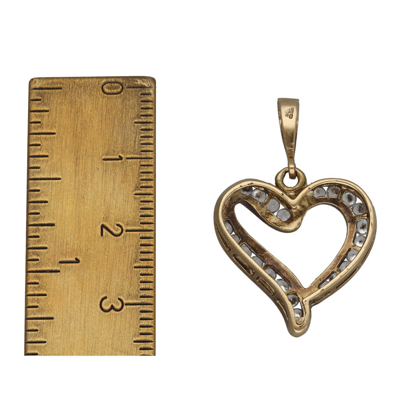 9ct Gold Cubic Zirconia Heart Pendant