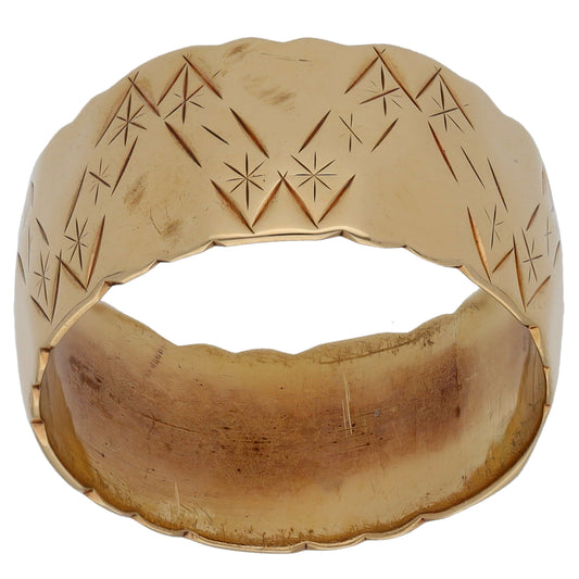 9ct Gold Patterned Wedding Ring Size P