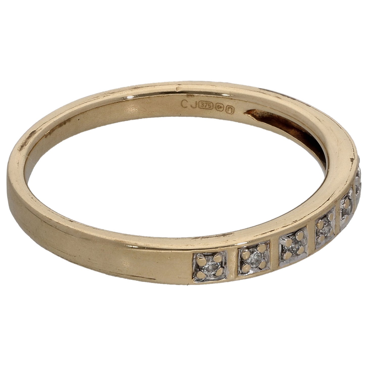 9ct Gold 0.07ct Diamond Half Eternity Ring Size O