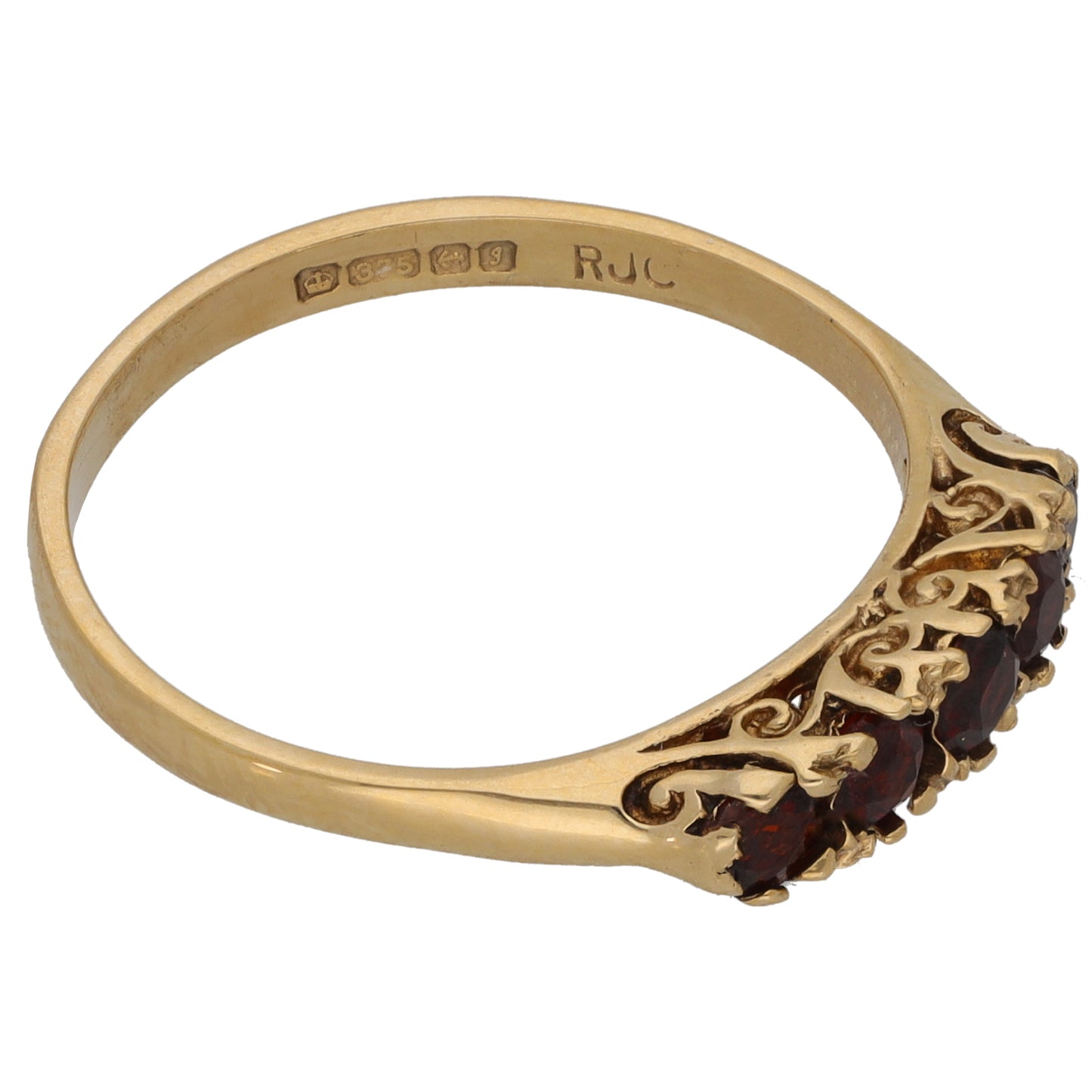9ct Gold Garnet Half Eternity Ring Size Q