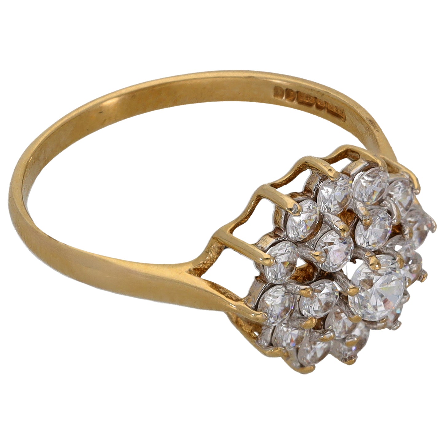 9ct Gold Cubic Zirconia Cluster Ring Size P