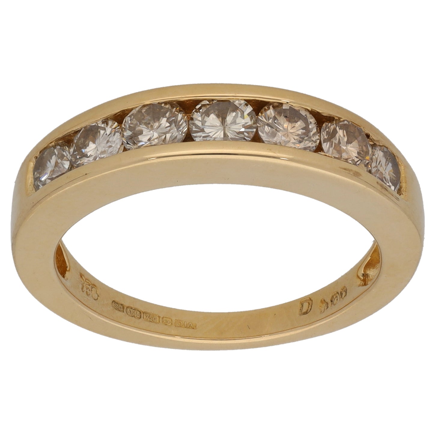 18ct Gold 1.00ct Diamond Half Eternity Ring Size M