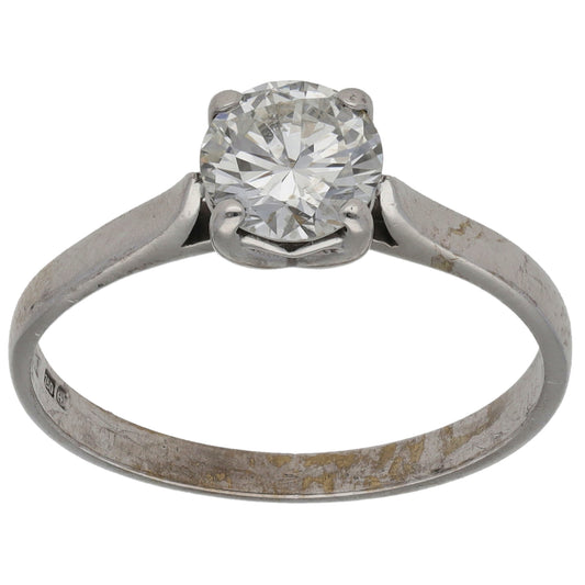 18ct White Gold 0.79ct Diamond Solitaire Ring Size N