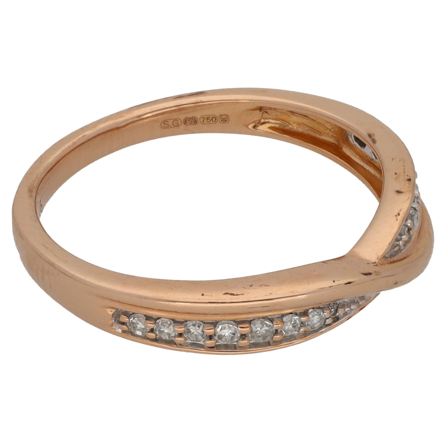 18ct Gold 0.15ct Diamond Half Eternity Ring Size M