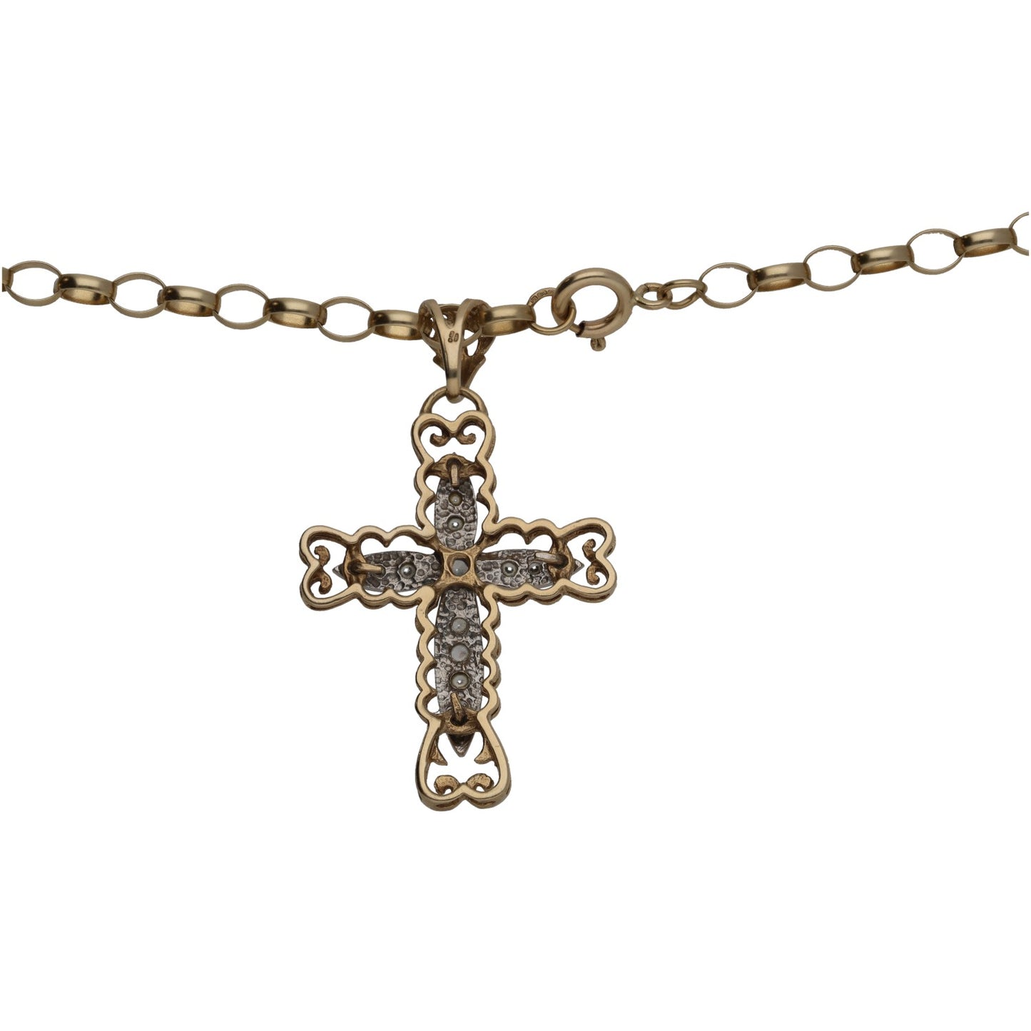 9ct Gold Cubic Zirconia Cross Pendant With Chain