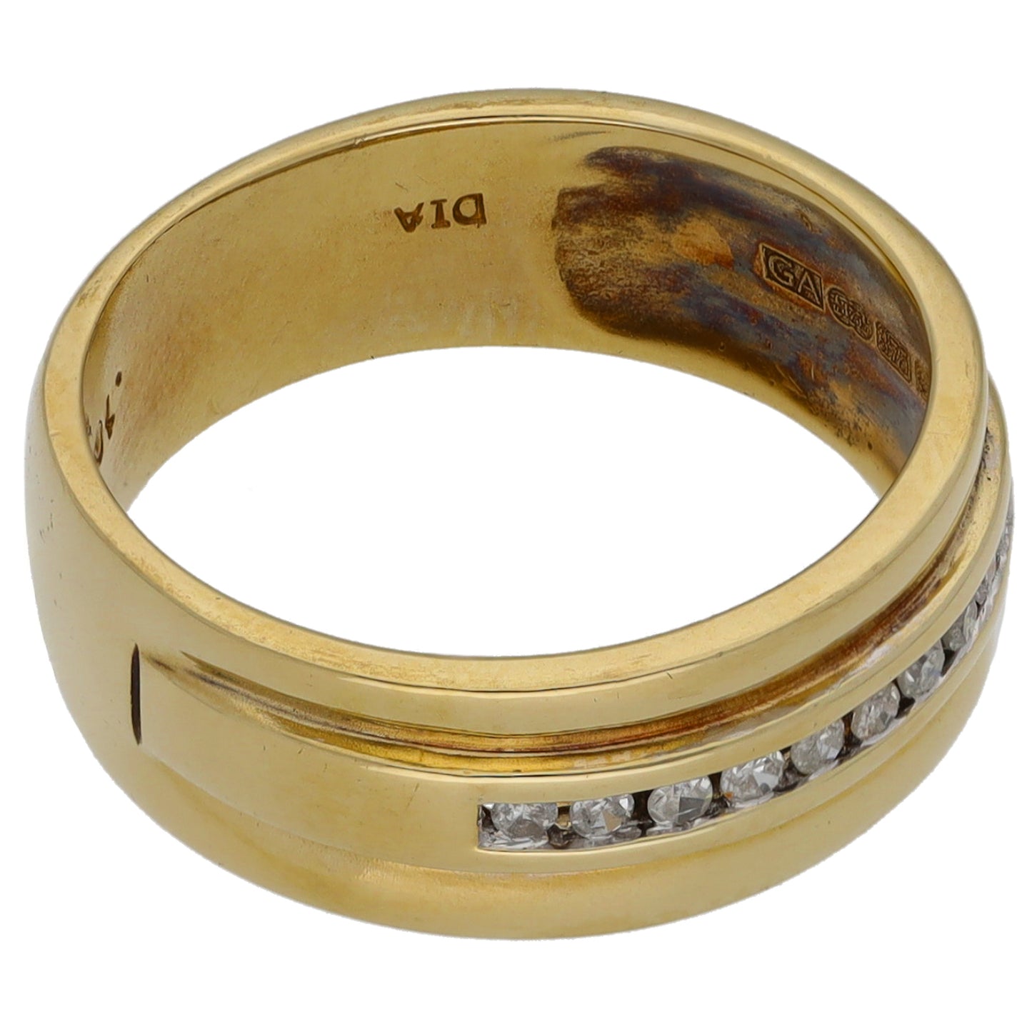 9ct Gold 0.05ct Diamond Patterned Wedding Ring Size L