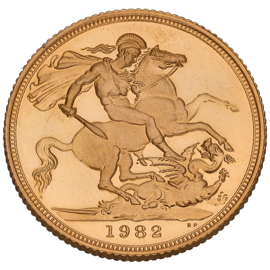 22ct Gold Queen Elizabeth II Full Sovereign Coin 1982
