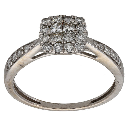 9ct White Gold 0.50ct Diamond Dress/Cocktail Ring Size L