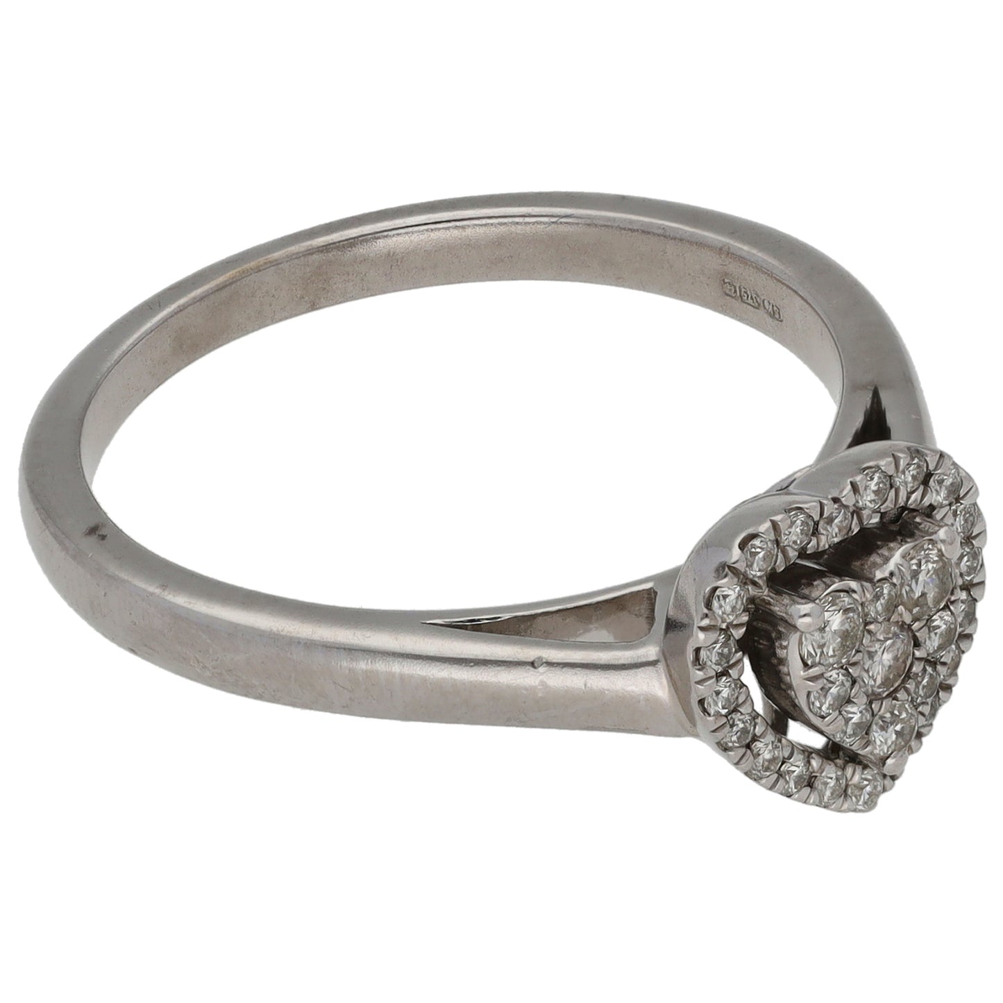 9ct White Gold 0.24ct Diamond Heart Dress/Cocktail Ring Size Q