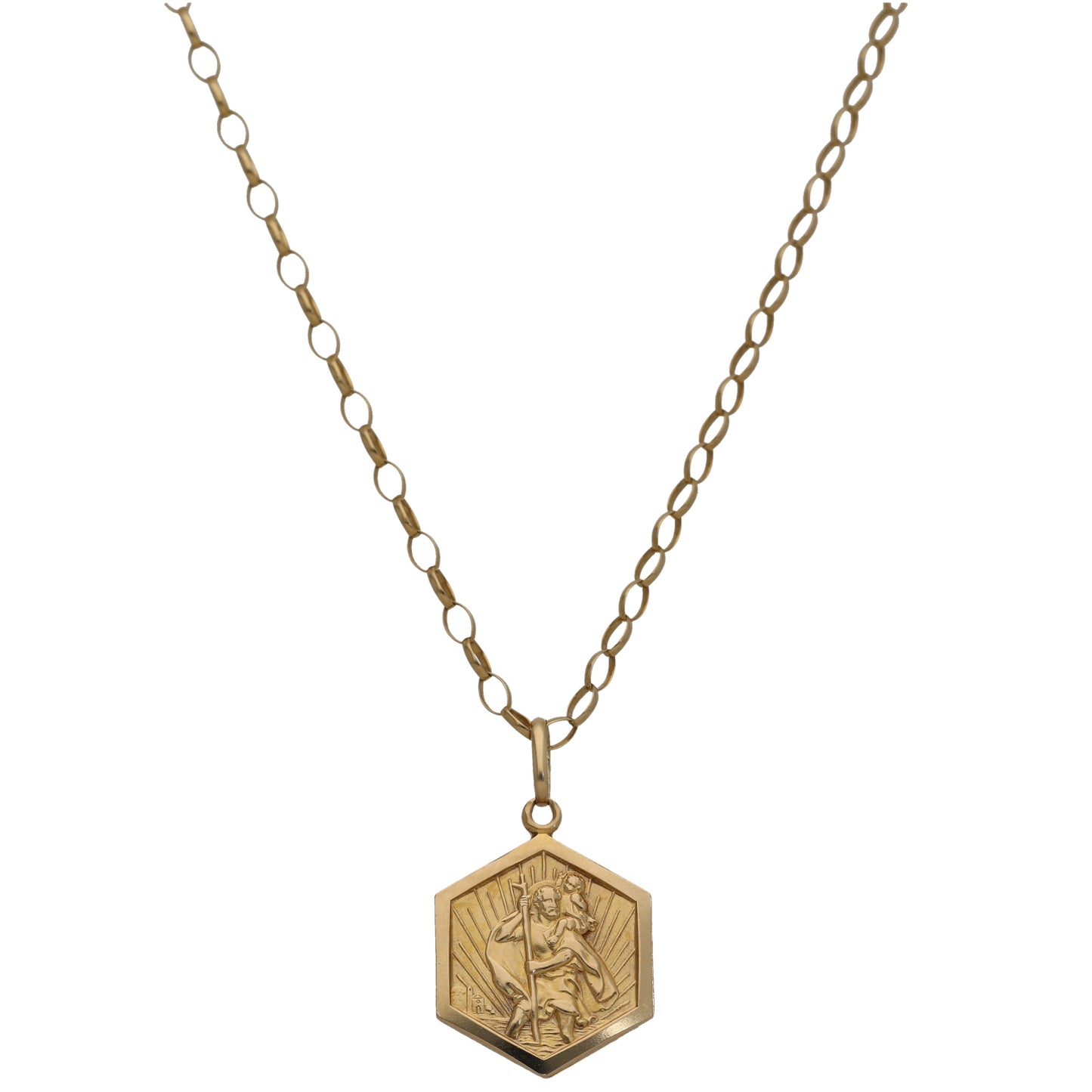 9ct Gold St Christopher Pendant With Chain