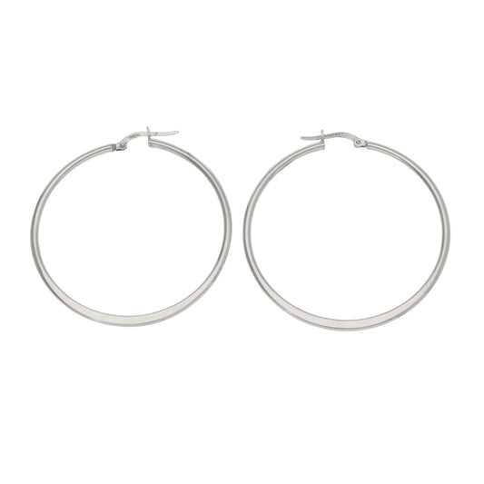 9ct White Gold Hoop Earrings