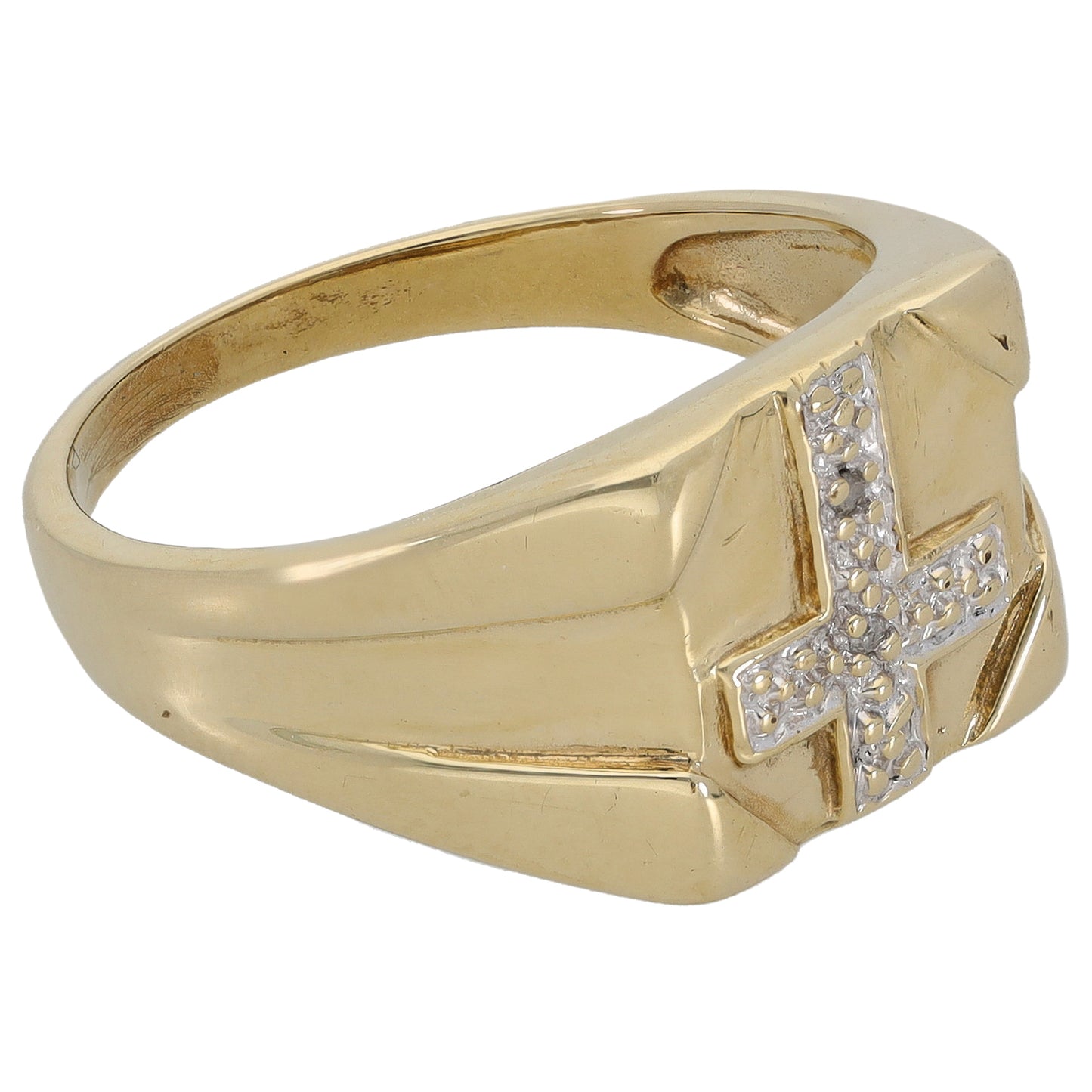 9ct Gold 0.01ct Signet Ring Size Q