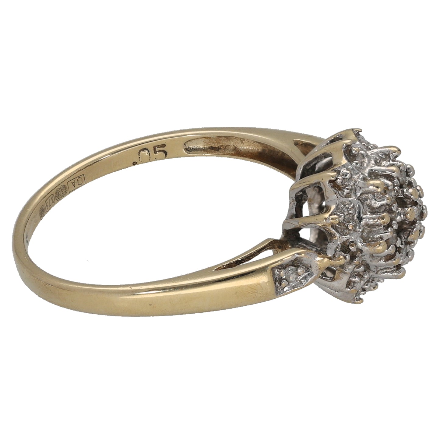 9ct Gold 0.05ct Diamond Cluster Ring Size N