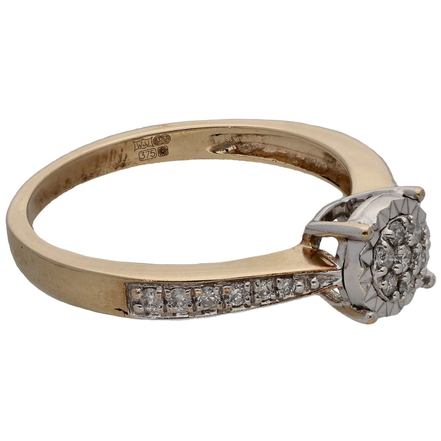 9ct Gold 0.15ct Diamond Cluster Ring Size K