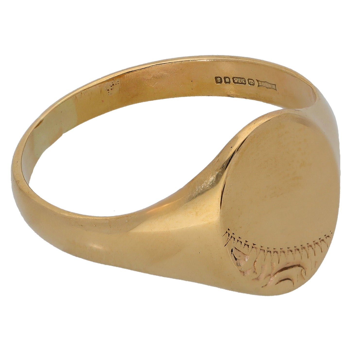 9ct Gold Patterned Signet Ring Size Z