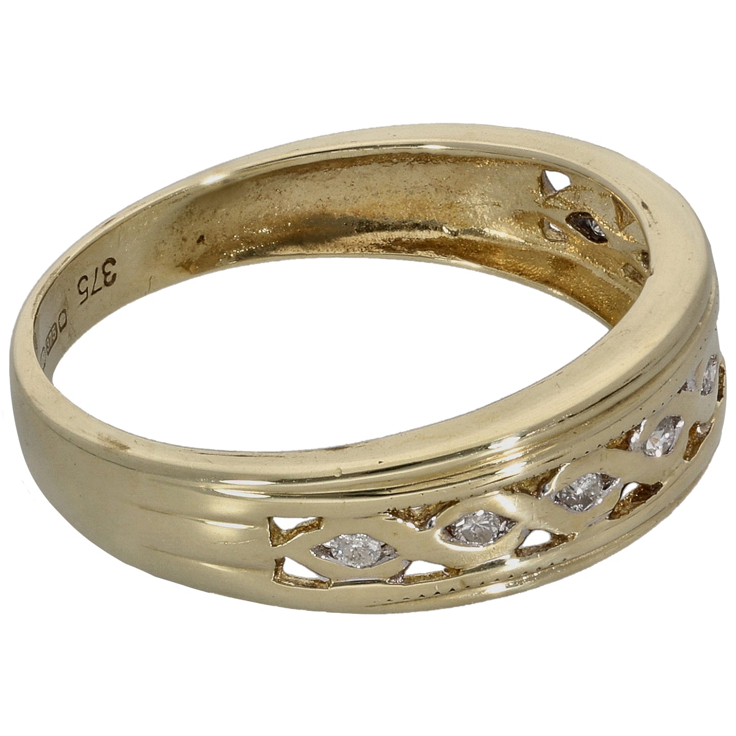 9ct Gold 0.08ct Diamond Half Eternity Ring Size M