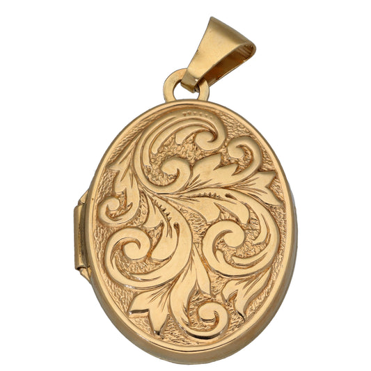 9ct Gold Patterned Locket Pendant