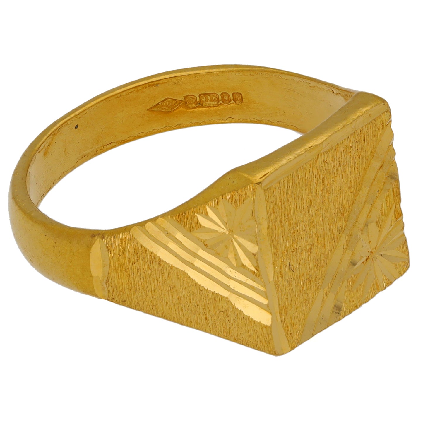 22ct Gold Patterned Signet Ring Size V